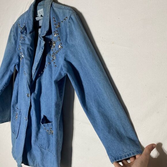 Vintage Pado Oversized Bedazzled Denim Jacket M - Picture 15 of 16